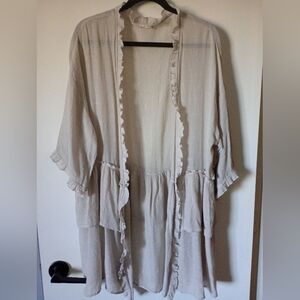 Alter'd State Ruffled Open Front Cardigan Kimono Boho Style Size Large